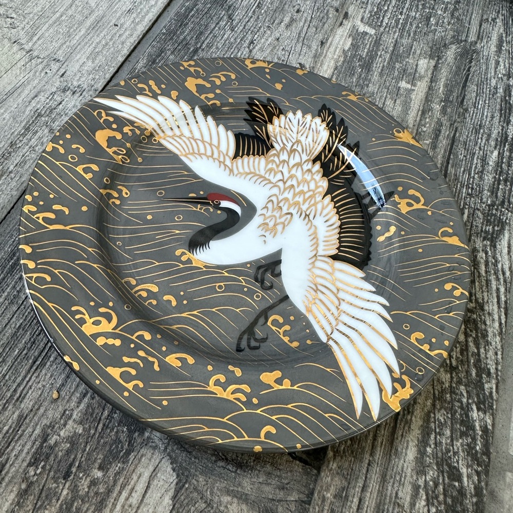 Fitz and Floyd Kyoto  Crane Salad Dessert  7.5” Collectable  Plate